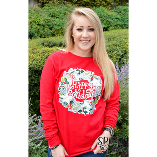 H134 - Happy Holidays Wreath - Wholesale - Spirit to a Tee